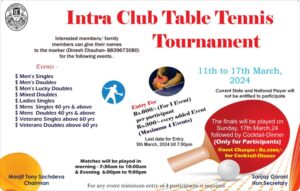 Intra Club Table Tennis Tournament 2024